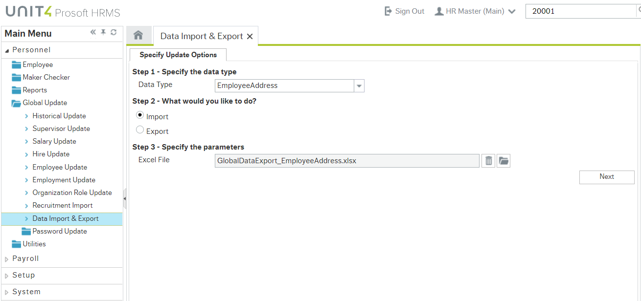 Employee Data Import & Export