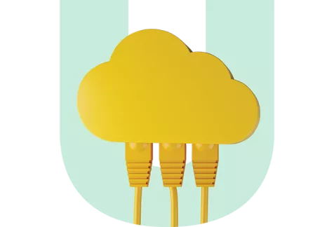 Cloud over a light blue U