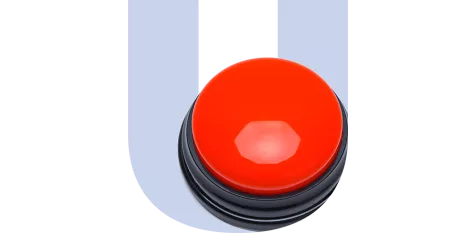 Big red button over purple U